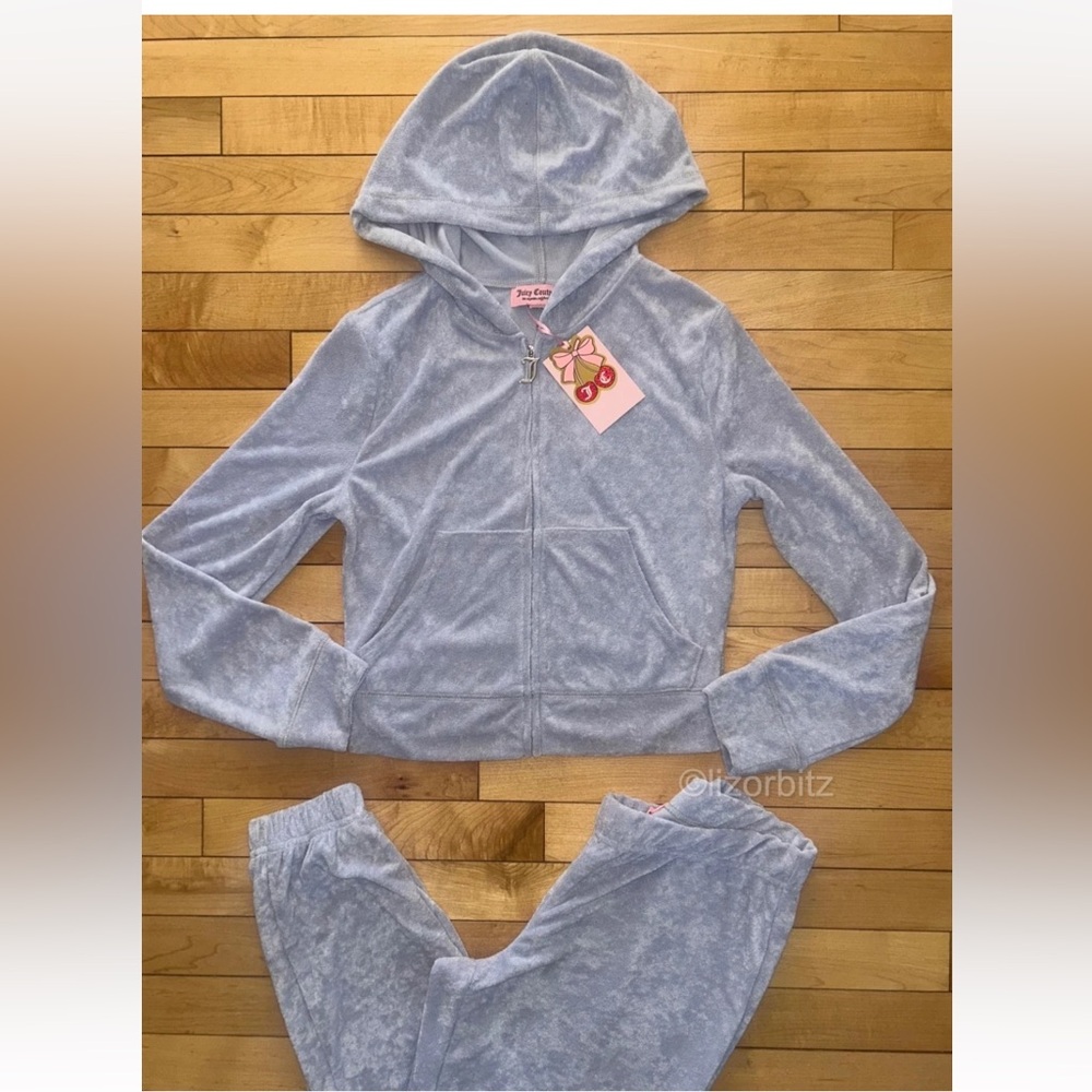 NEW! JUICY COUTURE Towel Terry OG Bling Tracksuit Set in Lavendar Haze Size S